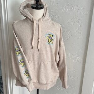 American Eagle Outfitters Beige Hoodie with Bear Design